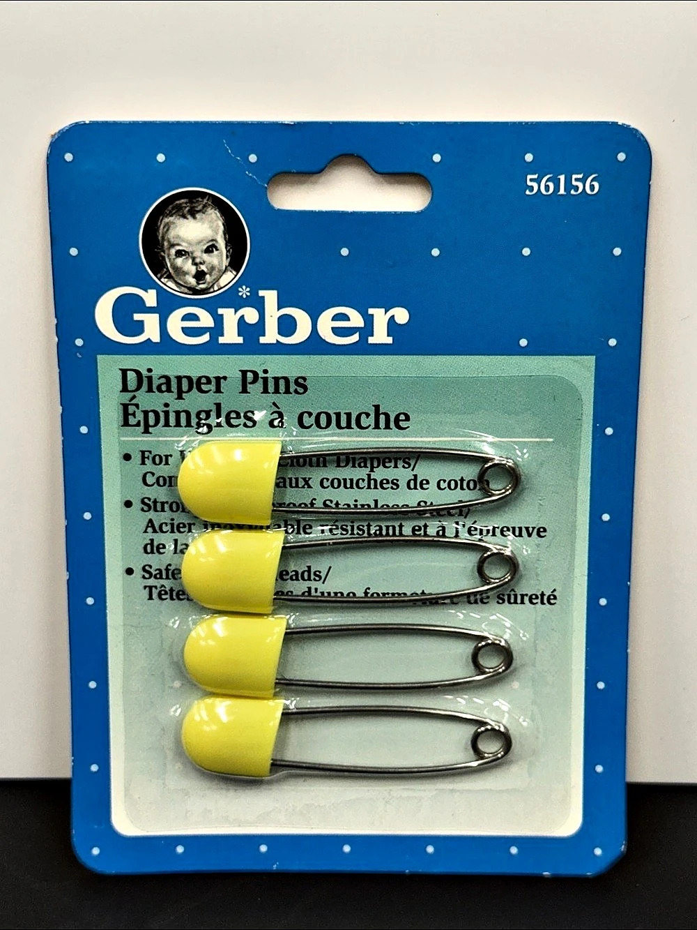 Vintage 2001 Gerber Diaper Pins #56156 Yellow Safety Lock – 4 Pack Sealed NOS